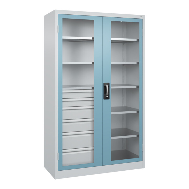 C+P Armoire lourde Acurado Pro 1950 x 1200 x 500 mm gris/bleu