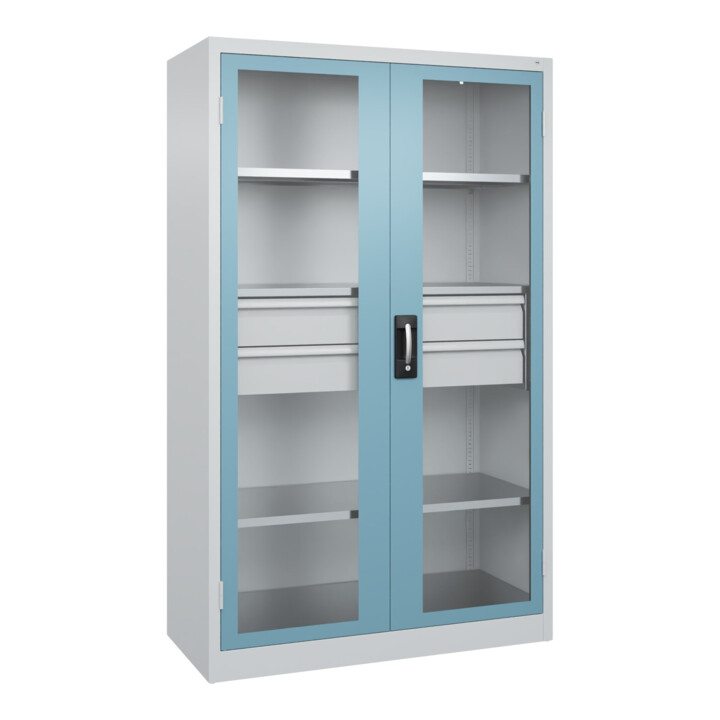 C+P Armoire lourde Acurado Pro 1950 x 1200 x 500 mm Gris clair/Bleu architecture