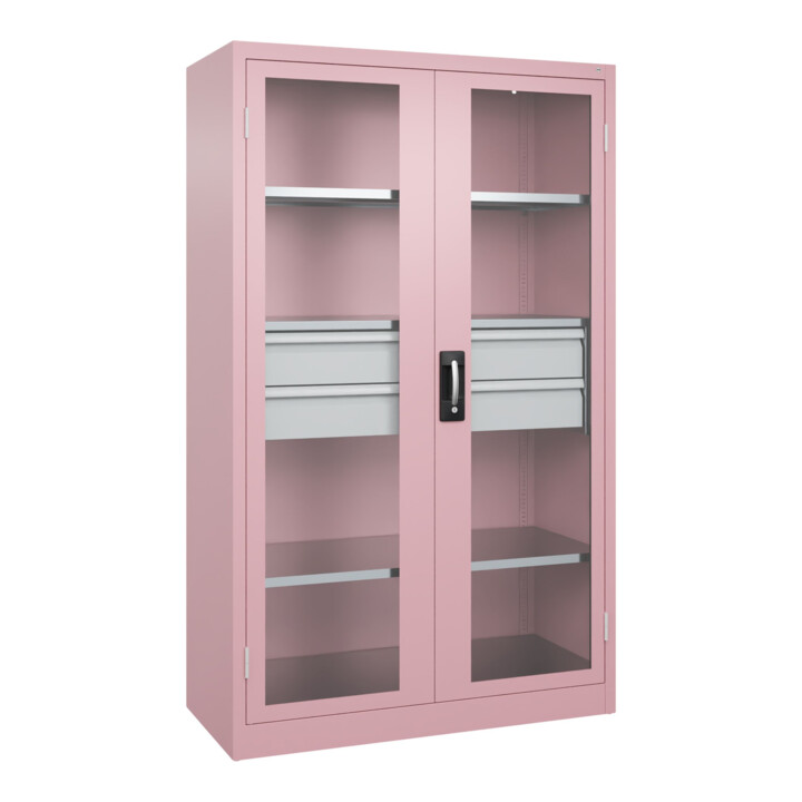 C+P Armoire lourde Acurado Pro 1950 x 1200 x 600 mm rose clair