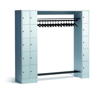 C+P Armoire ouverte avec casiers pour 15 personnes, H1950xL2100xP480mm Avant Corps gris clair Corps gris clair Gris clair