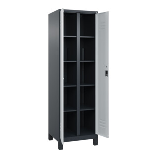C+P Aufbewahrungsspind Classic PLUS 2 Abteile Füße 1950 x 600 x 500 mm 7016/7035