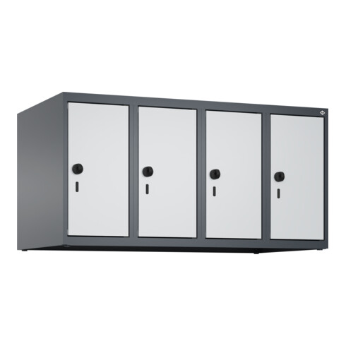 C+P Aufsatzschrank, 7016/7035 500x1000x500mm Verschluss Sicherheits-Drehriegel 4 Abteile
