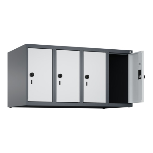 C+P Aufsatzschrank, 7016/7035 500x1000x500mm Verschluss Sicherheits-Drehriegel 4 Abteile