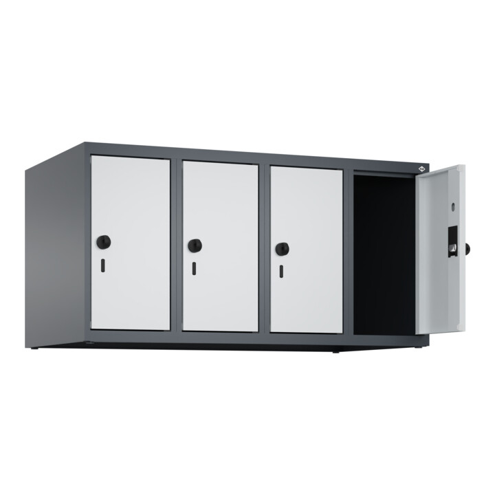 C+P Aufsatzschrank, 7016/7035 500x1000x500mm Verschluss Sicherheits-Drehriegel 4 Abteile