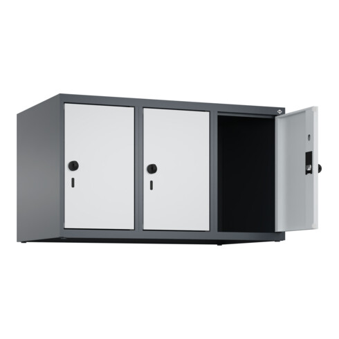 C+P Aufsatzschrank, 7016/7035 500x900x500mm Verschluss Sicherheits-Drehriegel 3 Abteile
