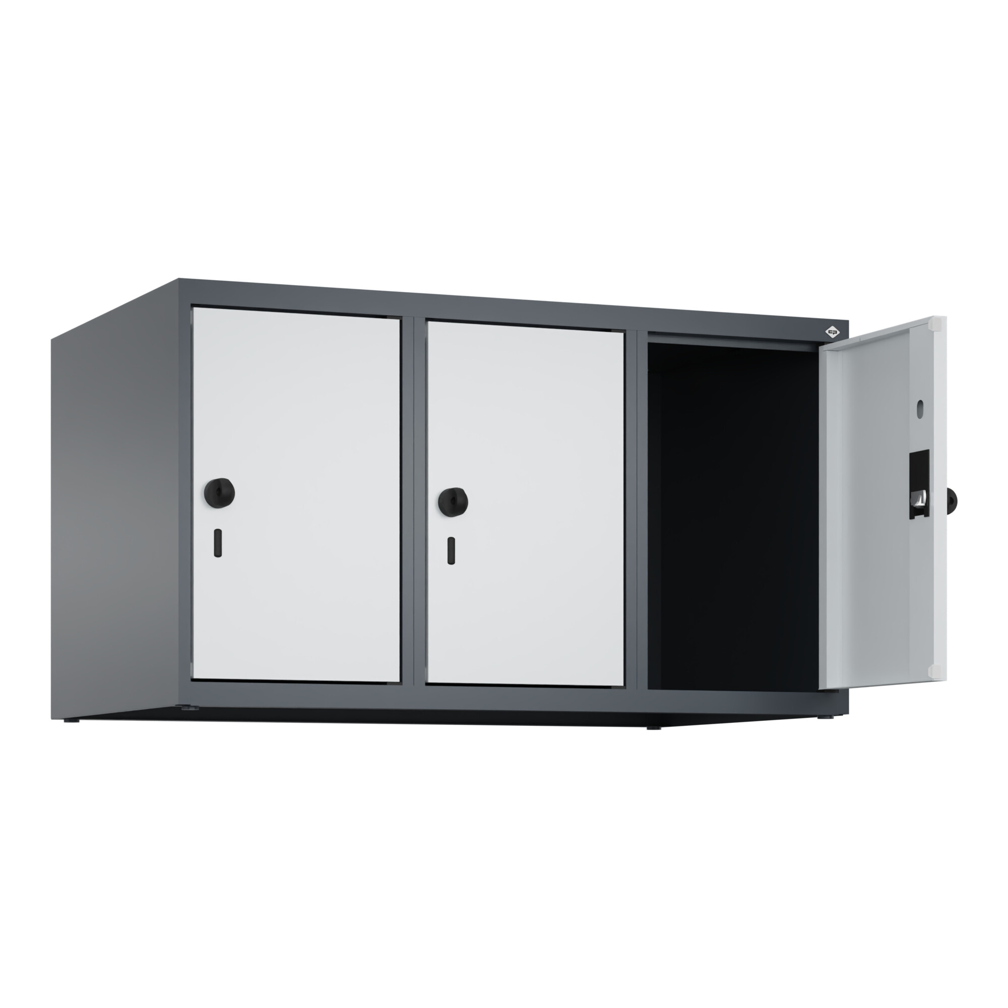 C+P Aufsatzschrank, 7016/7035 500x900x500mm Verschluss Sicherheits-Drehriegel 3 Abteile ; C + P Möbelsysteme