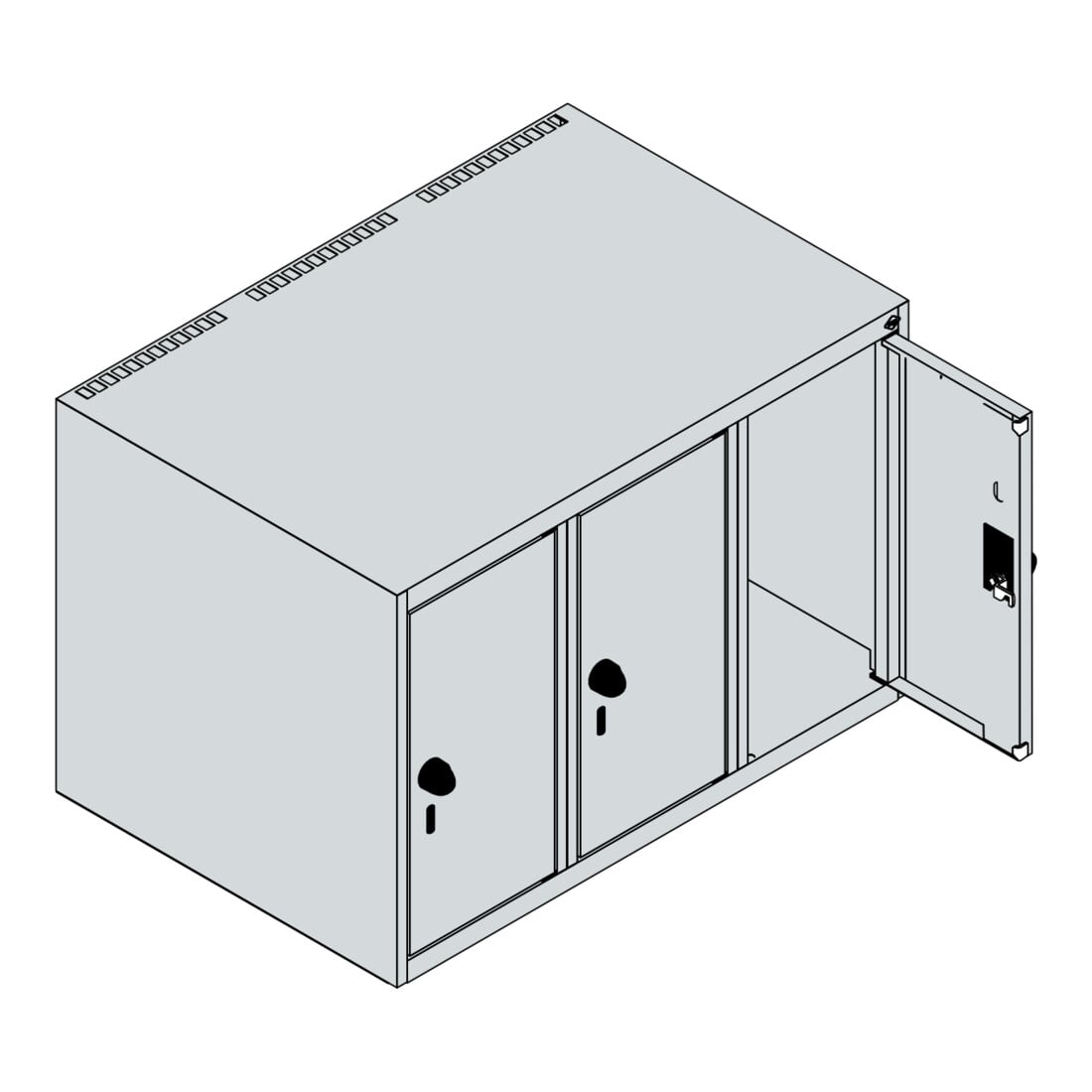 C+P Aufsatzschrank, 7016 Front RAL 7035 Lichtgrau Verschluss Zylinderschloss