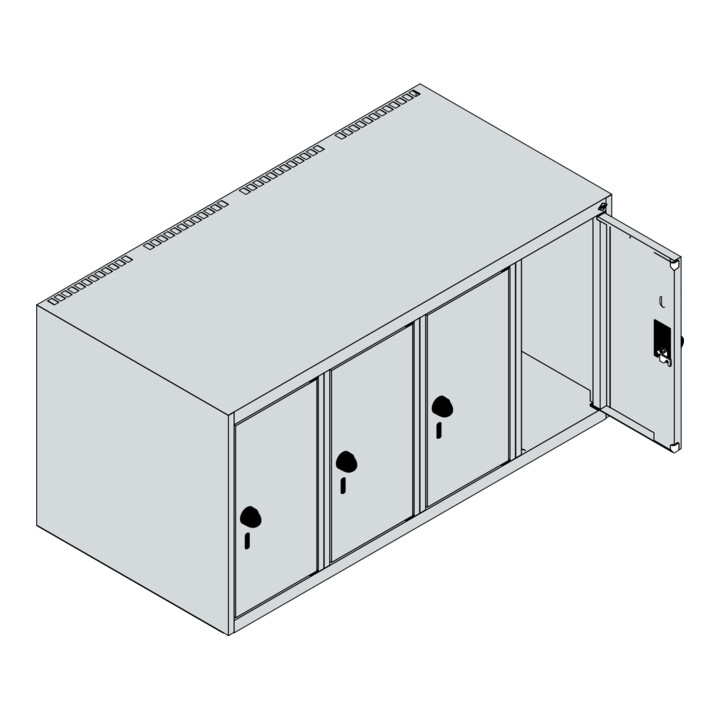 C+P Aufsatzschrank, 7035/0024 500x1000x500mm Verschluss Sicherheits-Drehriegel 4 Abteile