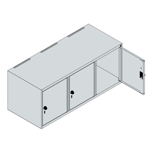 C+P Aufsatzschrank, 7035/0024 500x1200x500mm Verschluss Zylinderschloss 3 Abteile