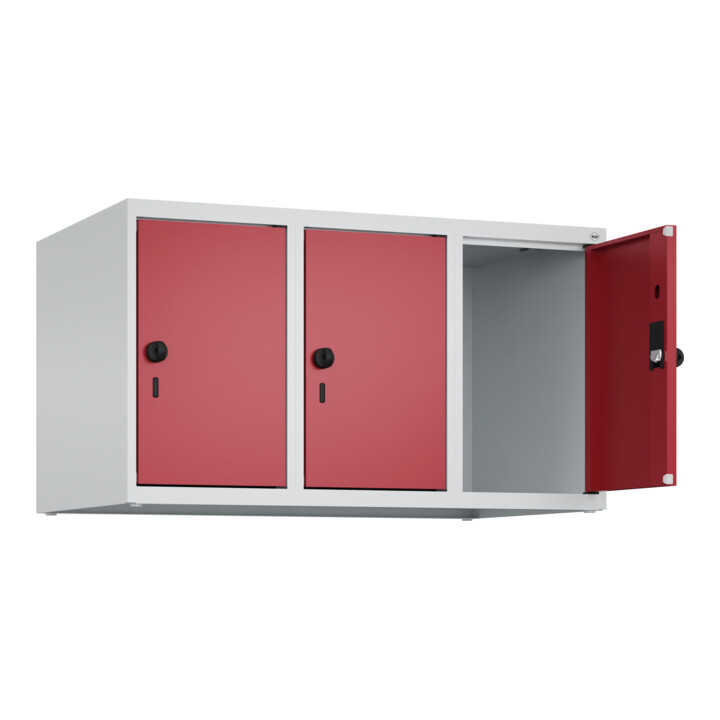C+P Aufsatzschrank, 7035/3003 500x900x500mm Verschluss Sicherheits-Drehriegel 3 Abteile