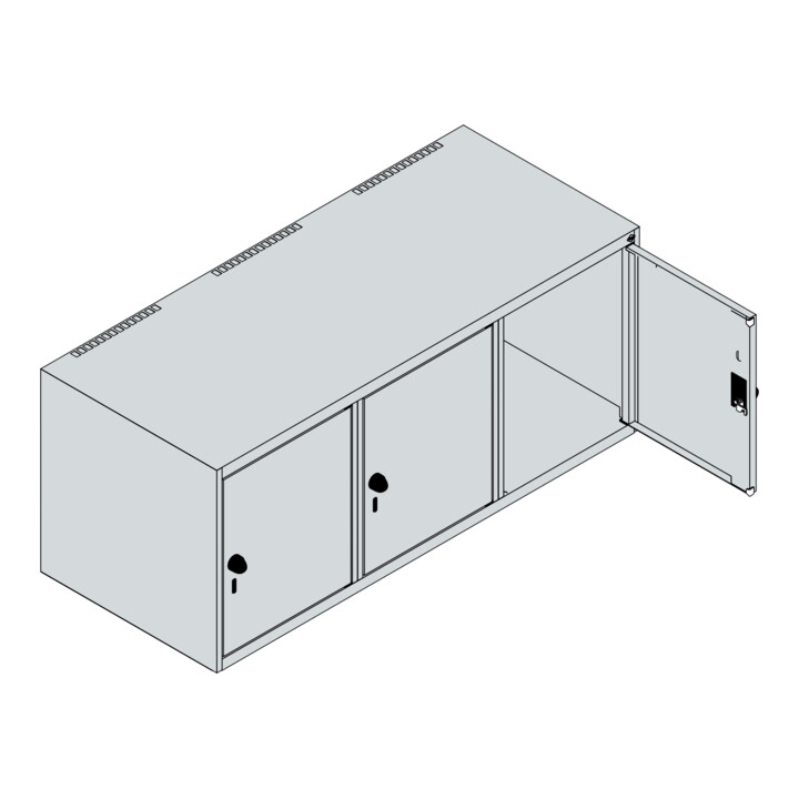 C+P Aufsatzschrank, 7035/3020 500x1200x500mm Verschluss Sicherheits-Drehriegel 3 Abteile