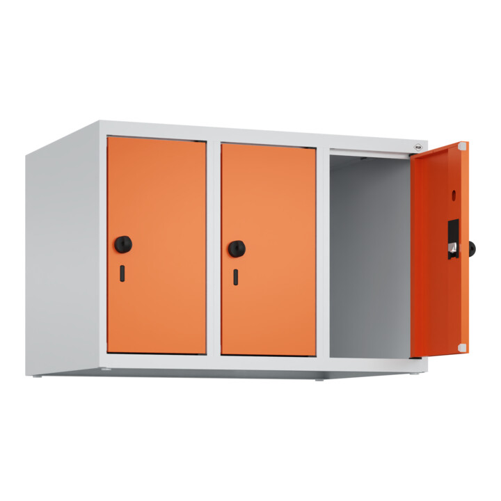 C+P Aufsatzschrank, 7035 500x750x500mm Front RAL 2004 Reinorange Verschluss Sicherheits-Drehriegel 3 Abteile