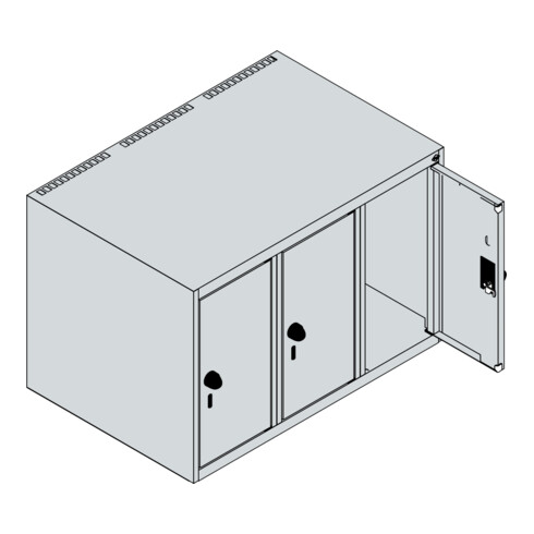 C+P Aufsatzschrank, 7035 500x750x500mm Front RAL 2004 Reinorange Verschluss Sicherheits-Drehriegel 3 Abteile