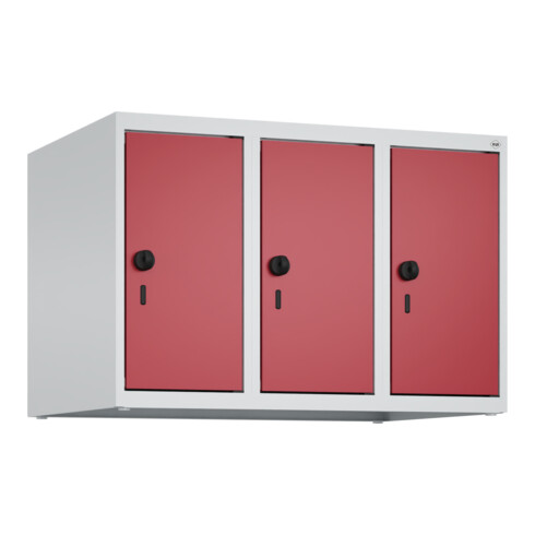 C+P Aufsatzschrank, 7035 500x750x500mm Front RAL 3003 Rubinrot Verschluss Sicherheits-Drehriegel 3 Abteile