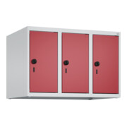 C+P Aufsatzschrank, 7035 500x750x500mm Front RAL 3003 Rubinrot Verschluss Sicherheits-Drehriegel 3 Abteile