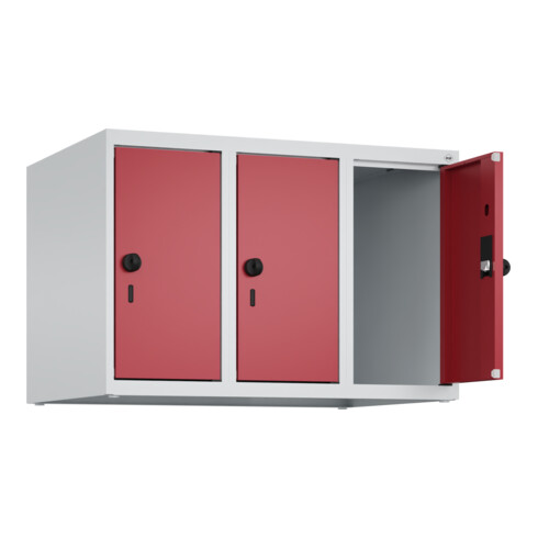 C+P Aufsatzschrank, 7035 500x750x500mm Front RAL 3003 Rubinrot Verschluss Sicherheits-Drehriegel 3 Abteile