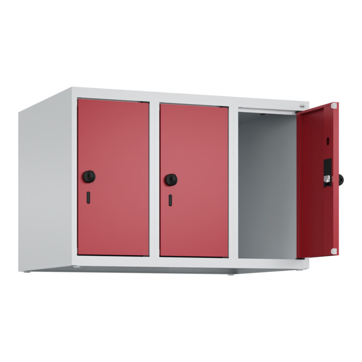 C+P Aufsatzschrank, 7035 500x750x500mm Front RAL 3003 Rubinrot Verschluss Sicherheits-Drehriegel 3 Abteile