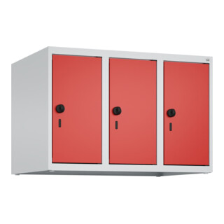C+P Aufsatzschrank, 7035 500x750x500mm Front RAL 3020 Verkehrsrot Verschluss Sicherheits-Drehriegel 3 Abteile