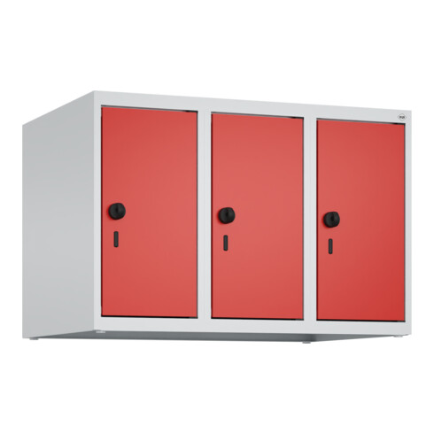C+P Aufsatzschrank, 7035 500x750x500mm Front RAL 3020 Verkehrsrot Verschluss Sicherheits-Drehriegel 3 Abteile