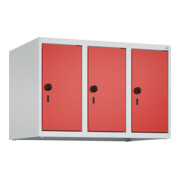 C+P Aufsatzschrank, 7035 500x750x500mm Front RAL 3020 Verkehrsrot Verschluss Sicherheits-Drehriegel 3 Abteile