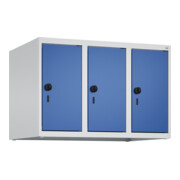 C+P Aufsatzschrank, 7035 500x750x500mm Front RAL 5010 Enzianblau Verschluss Sicherheits-Drehriegel 3 Abteile