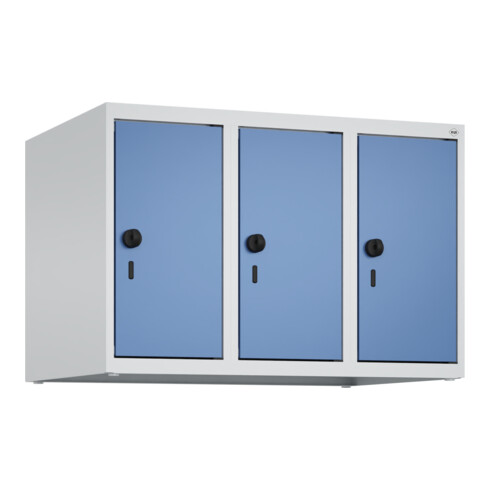 C+P Aufsatzschrank, 7035 500x750x500mm Front RAL 5023 Fernblau Verschluss Sicherheits-Drehriegel 3 Abteile