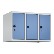 C+P Aufsatzschrank, 7035 500x750x500mm Front RAL 5023 Fernblau Verschluss Sicherheits-Drehriegel 3 Abteile