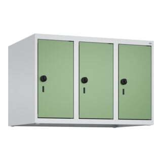 C+P Aufsatzschrank, 7035 500x750x500mm Front RAL 6011 Resedagrün Verschluss Sicherheits-Drehriegel 3 Abteile