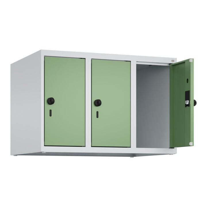 C+P Aufsatzschrank, 7035 500x750x500mm Front RAL 6011 Resedagrün Verschluss Sicherheits-Drehriegel 3 Abteile