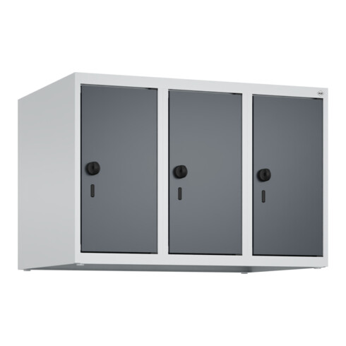C+P Aufsatzschrank, 7035 500x750x500mm Front RAL 7016 Anthrazitgrau Verschluss Sicherheits-Drehriegel 3 Abteile