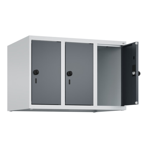 C+P Aufsatzschrank, 7035 500x750x500mm Front RAL 7016 Anthrazitgrau Verschluss Sicherheits-Drehriegel 3 Abteile