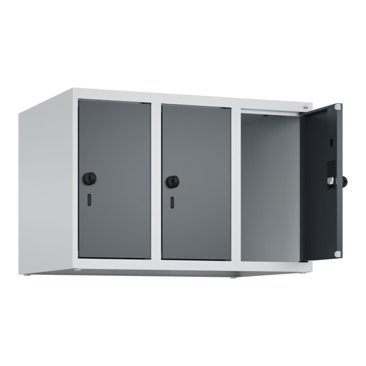 C+P Aufsatzschrank, 7035 500x750x500mm Front RAL 7016 Anthrazitgrau Verschluss Sicherheits-Drehriegel 3 Abteile