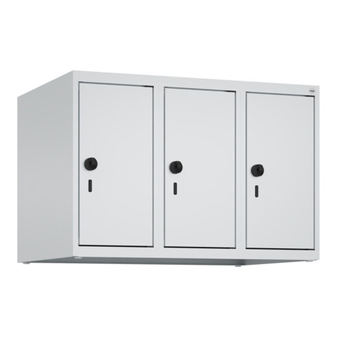 C+P Aufsatzschrank, 7035 500x750x500mm Front RAL 7035 Lichtgrau Verschluss Sicherheits-Drehriegel 3 Abteile