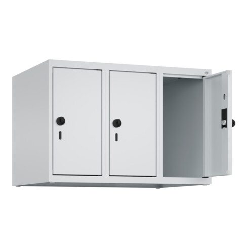 C+P Aufsatzschrank, 7035 500x750x500mm Front RAL 7035 Lichtgrau Verschluss Sicherheits-Drehriegel 3 Abteile