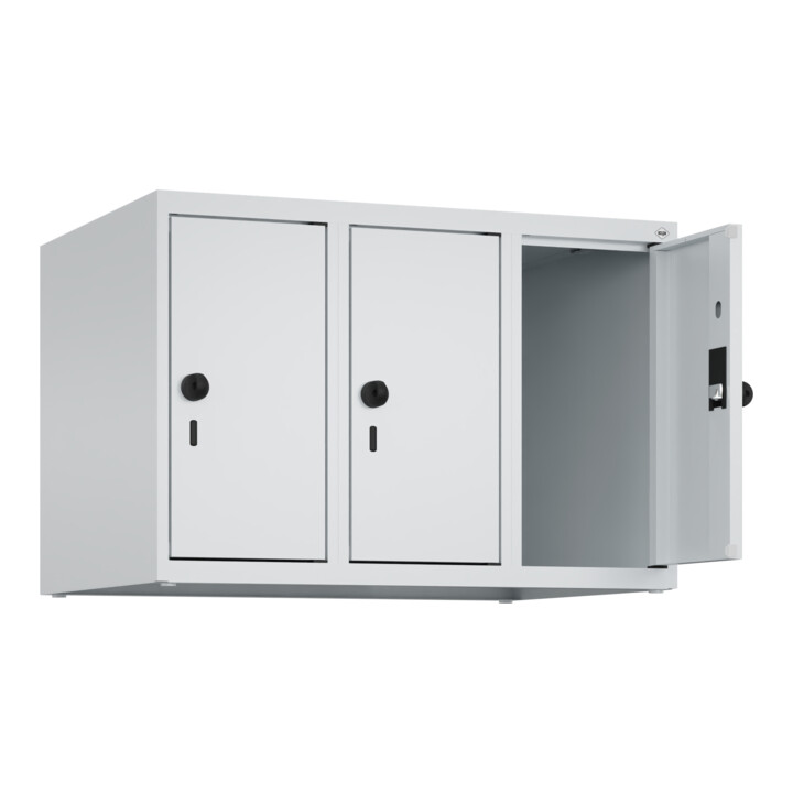 C+P Aufsatzschrank, 7035 500x750x500mm Front RAL 7035 Lichtgrau Verschluss Sicherheits-Drehriegel 3 Abteile