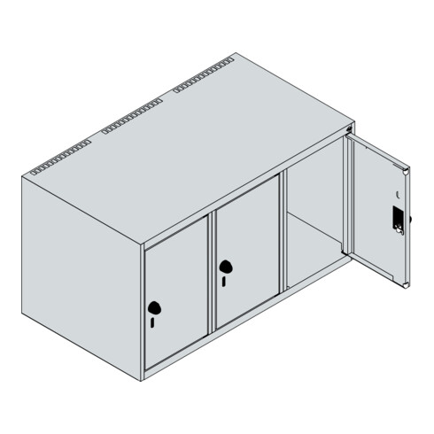 C+P Aufsatzschrank, 7035/5010 500x900x500mm Verschluss Sicherheits-Drehriegel 3 Abteile