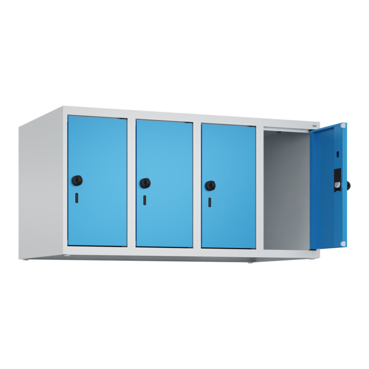 C+P Aufsatzschrank, 7035/5012 500x1000x500mm Verschluss Sicherheits-Drehriegel 4 Abteile