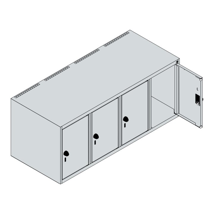 C+P Aufsatzschrank, 7035/5012 500x1200x500mm Verschluss Sicherheits-Drehriegel 4 Abteile