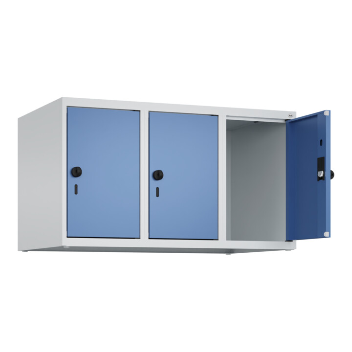 C+P Aufsatzschrank, 7035/5023 500x900x500mm Verschluss Sicherheits-Drehriegel 3 Abteile