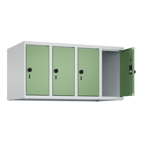 C+P Aufsatzschrank, 7035/6011 500x1000x500mm Verschluss Sicherheits-Drehriegel 4 Abteile