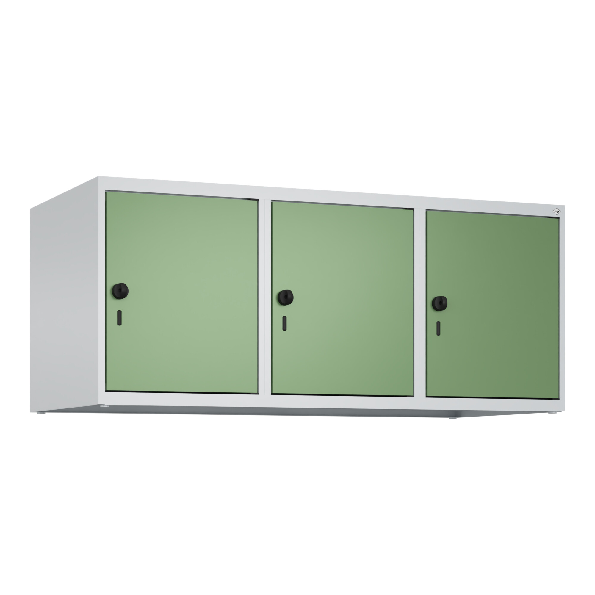 C+P Aufsatzschrank, 7035/6011 500x1200x500mm Verschluss Sicherheits-Drehriegel 3 Abteile ; C + P Möbelsysteme