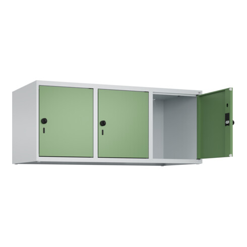 C+P Aufsatzschrank, 7035/6011 500x1200x500mm Verschluss Sicherheits-Drehriegel 3 Abteile