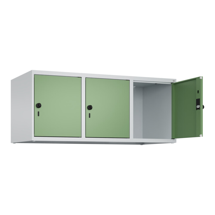 C+P Aufsatzschrank, 7035/6011 500x1200x500mm Verschluss Sicherheits-Drehriegel 3 Abteile
