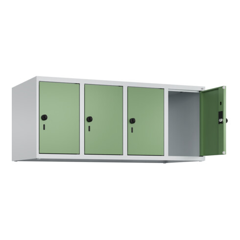 C+P Aufsatzschrank, 7035/6011 500x1200x500mm Verschluss Sicherheits-Drehriegel 4 Abteile