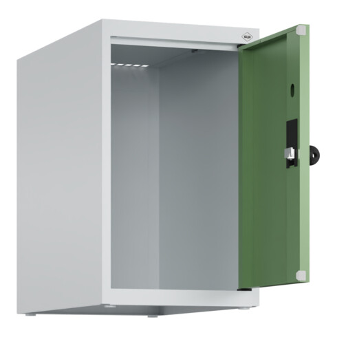 C+P Aufsatzschrank, 7035/6011 500x300x500mm Verschluss Sicherheits-Drehriegel 1 Abteile