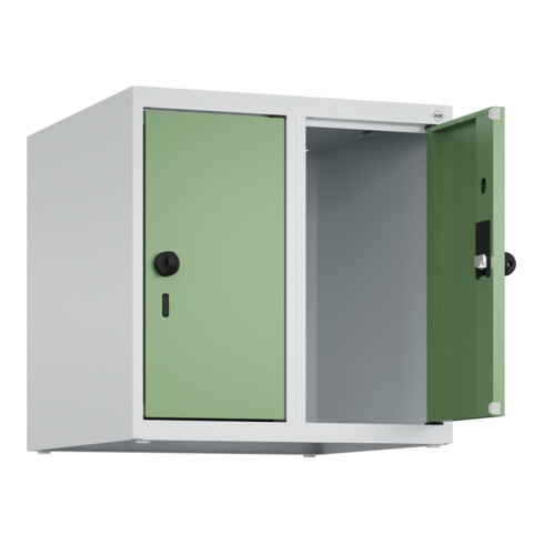 C+P Aufsatzschrank, 7035/6011 500x500x500mm Verschluss Sicherheits-Drehriegel 2 Abteile