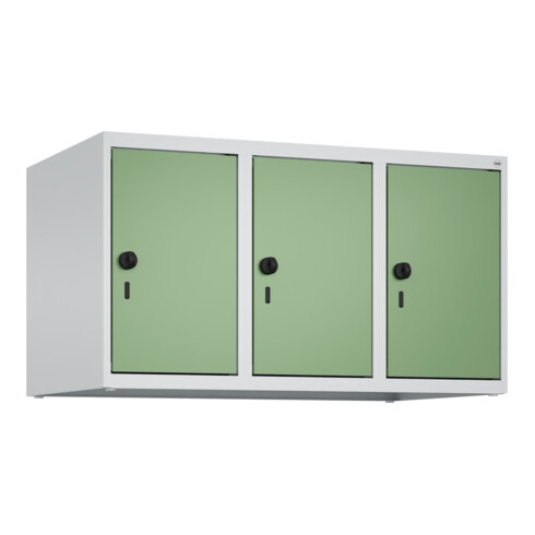 C+P Aufsatzschrank, 7035/6011 500x900x500mm Verschluss Sicherheits-Drehriegel 3 Abteile