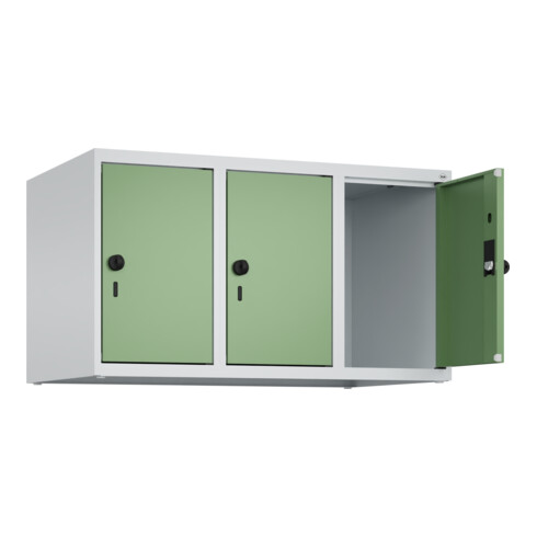 C+P Aufsatzschrank, 7035/6011 500x900x500mm Verschluss Sicherheits-Drehriegel 3 Abteile