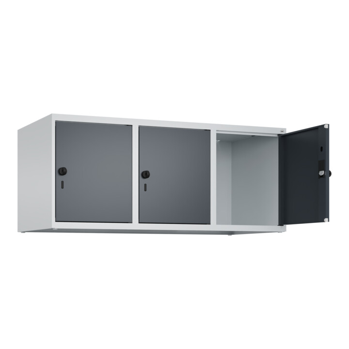 C+P Aufsatzschrank, 7035/7016 500x1200x500mm Verschluss Sicherheits-Drehriegel 3 Abteile