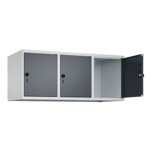 C+P Aufsatzschrank, 7035/7016 500x1200x500mm Verschluss Sicherheits-Drehriegel 3 Abteile